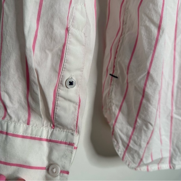 J. Crew | Pink Stripe Classic Fit Washed Cotton Poplin Button Down Shirt Size 6 - Picture 8 of 10